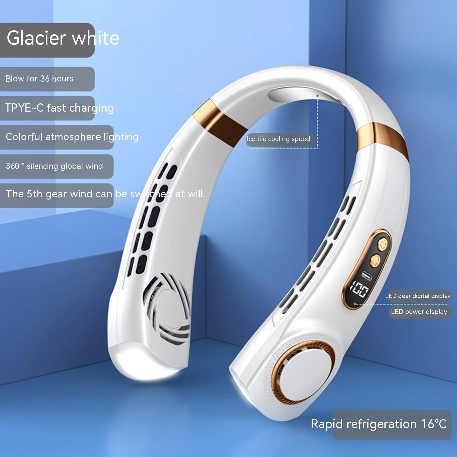 Ventilateur de cou portable, silencieux et multifonctionnel LeRameauShop