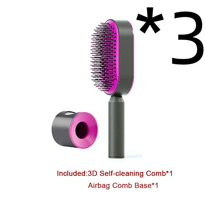 Self Cleaning Hair Brush For Women One-key Cleaning Hair Loss Airbag Massage Scalp Comb Anti-Static Hairbrush LeRameauShop