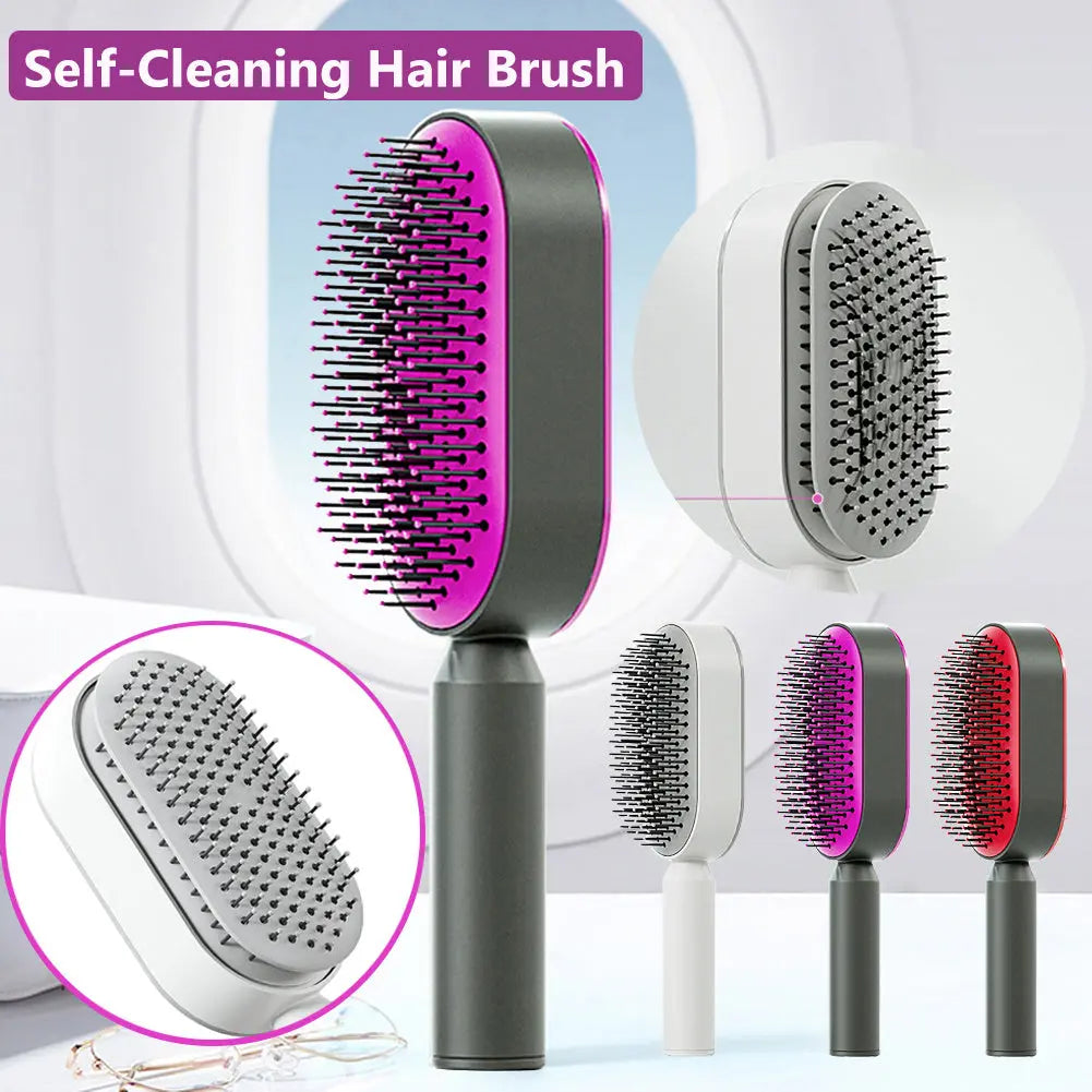 Self Cleaning Hair Brush For Women One-key Cleaning Hair Loss Airbag Massage Scalp Comb Anti-Static Hairbrush LeRameauShop