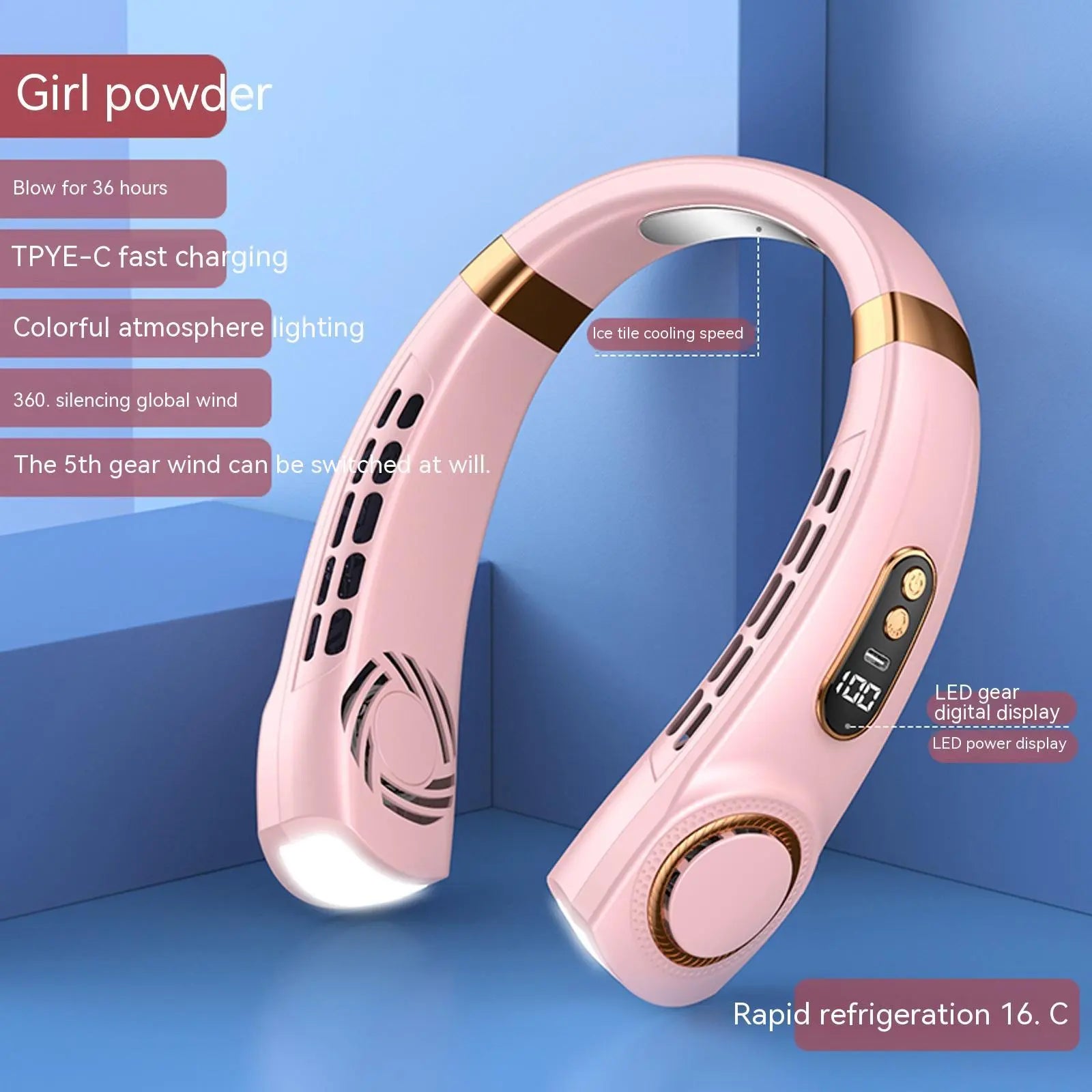 Ventilateur de cou portable, silencieux et multifonctionnel LeRameauShop