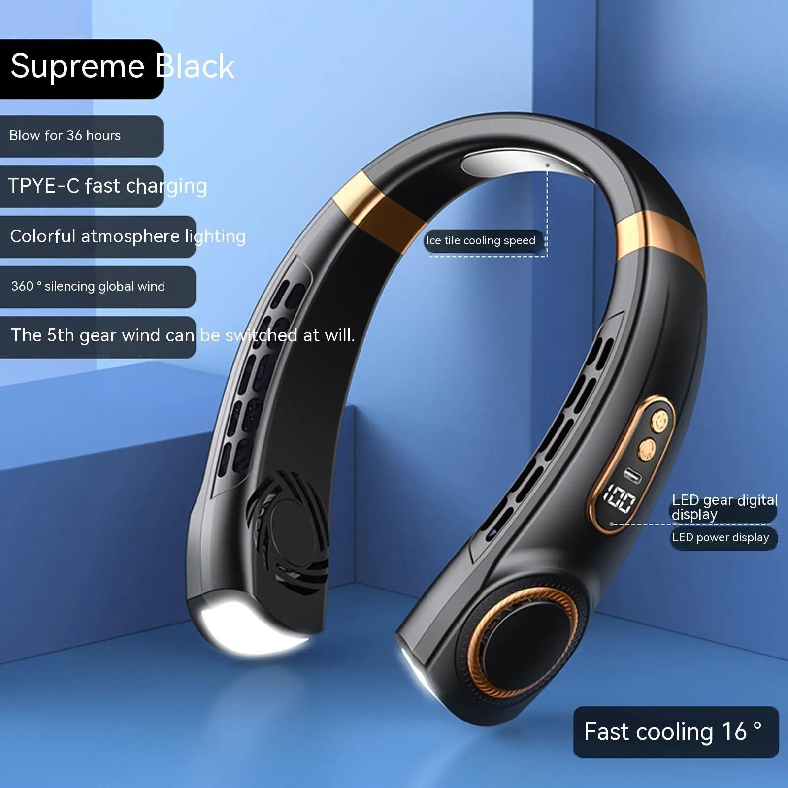 Ventilateur de cou portable, silencieux et multifonctionnel LeRameauShop