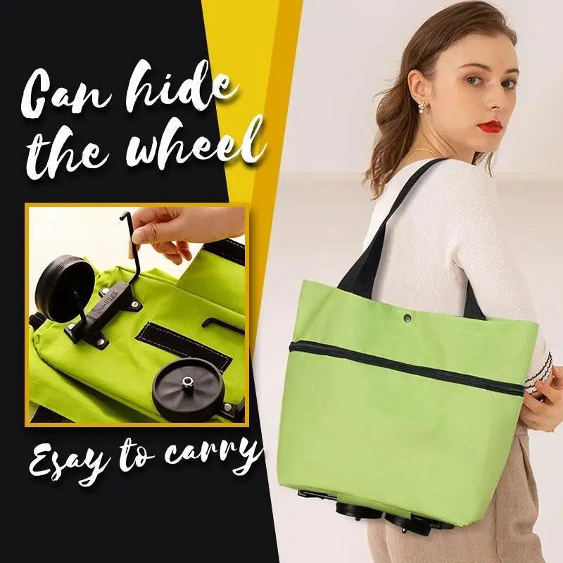 2 in 1 Foldable Shopping Cart with Wheels Premium Oxford Fabric Multifunction Shopping Bag Organizer High Capacity LeRameauShop