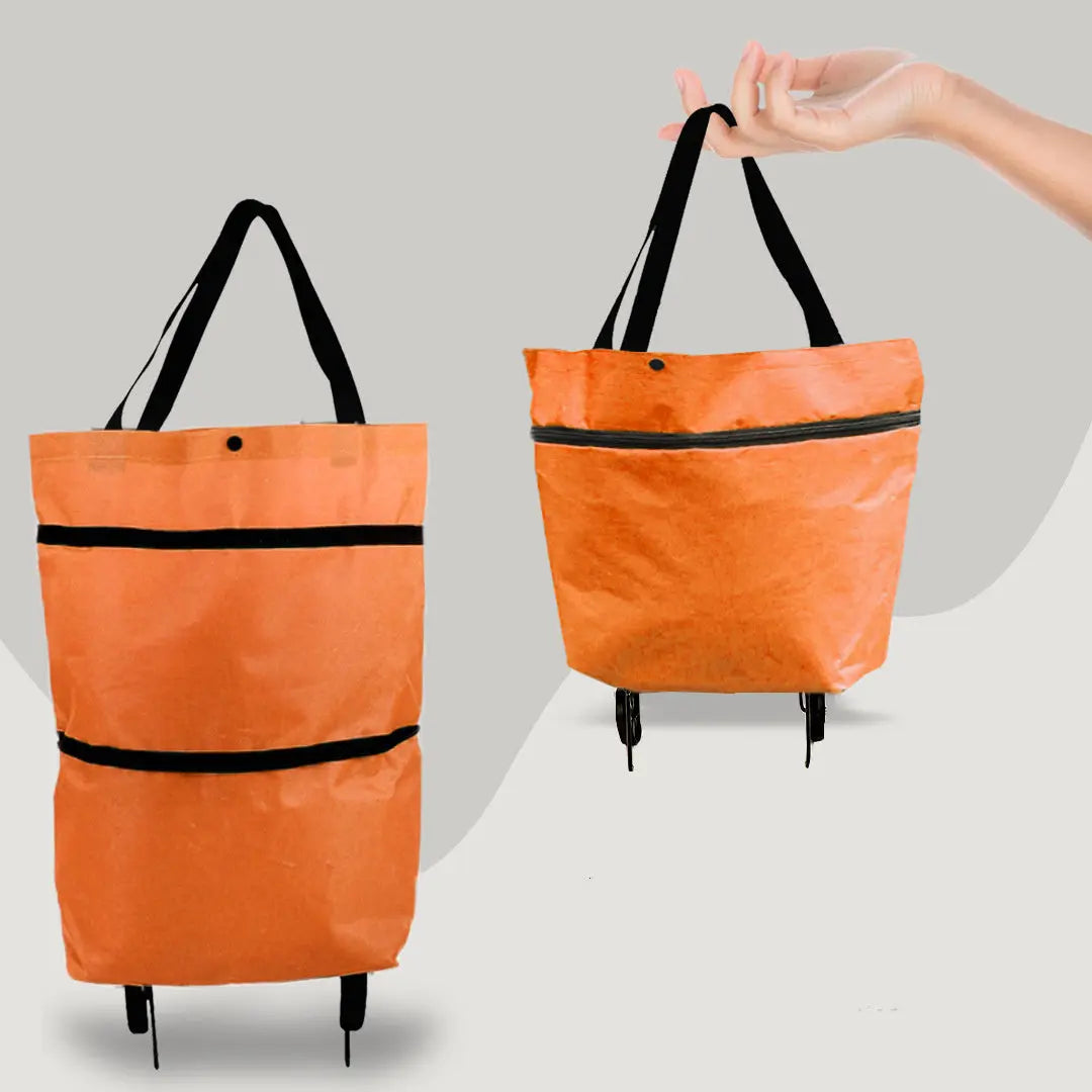 2 in 1 Foldable Shopping Cart with Wheels Premium Oxford Fabric Multifunction Shopping Bag Organizer High Capacity LeRameauShop