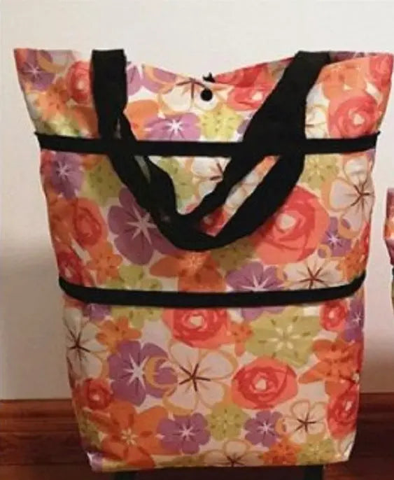 2 in 1 Foldable Shopping Cart with Wheels Premium Oxford Fabric Multifunction Shopping Bag Organizer High Capacity LeRameauShop