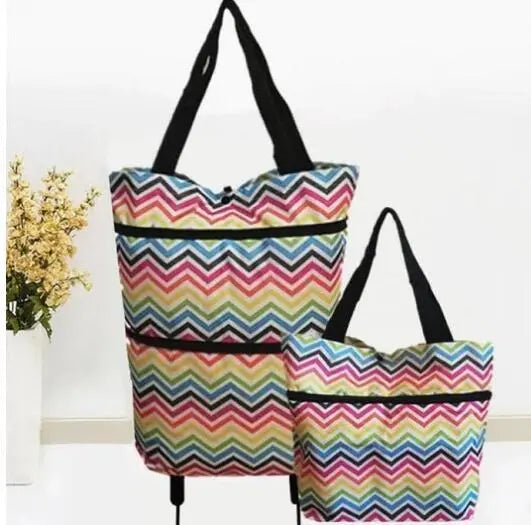 2 in 1 Foldable Shopping Cart with Wheels Premium Oxford Fabric Multifunction Shopping Bag Organizer High Capacity LeRameauShop