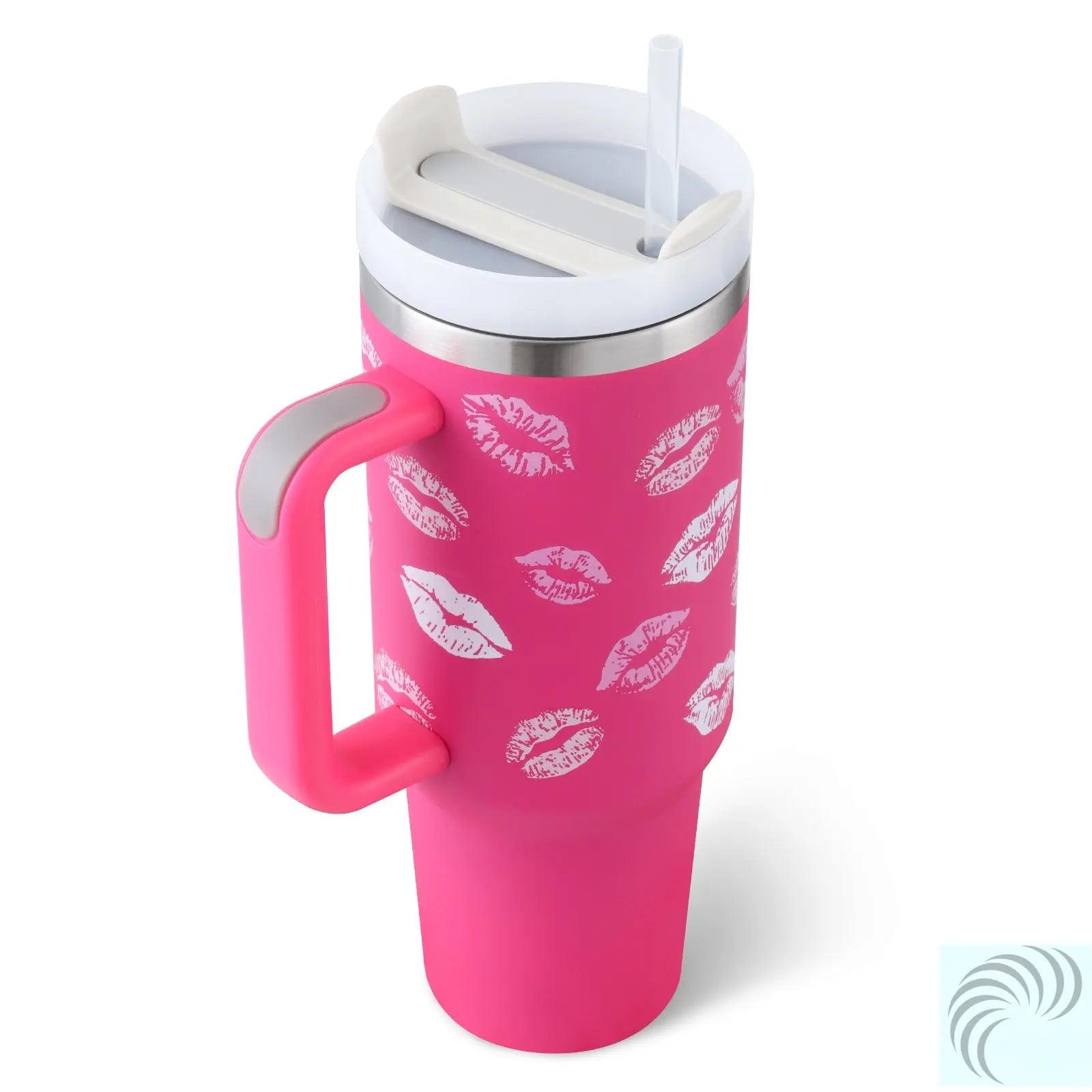 Gobelet isotherme avec poignée et paille, en acier inoxydable, anti-fuite, avec couvercle, idéal pour la voiture, la salle de sport, le bureau ou les voyages. LeRameauShop